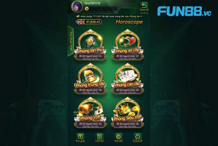 Bật Mí Cách Chơi Horoscope Fun88: Kỹ Thuật Đỉnh Cao Cho Người Chơi 2 Chọn sảnh chơi Horoscope