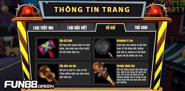 Khám Phá Zombie Party: Trải Nghiệm Slot Đầy Kinh Dị Và Thú Vị 2 Các loại vũ khí đặc biệt